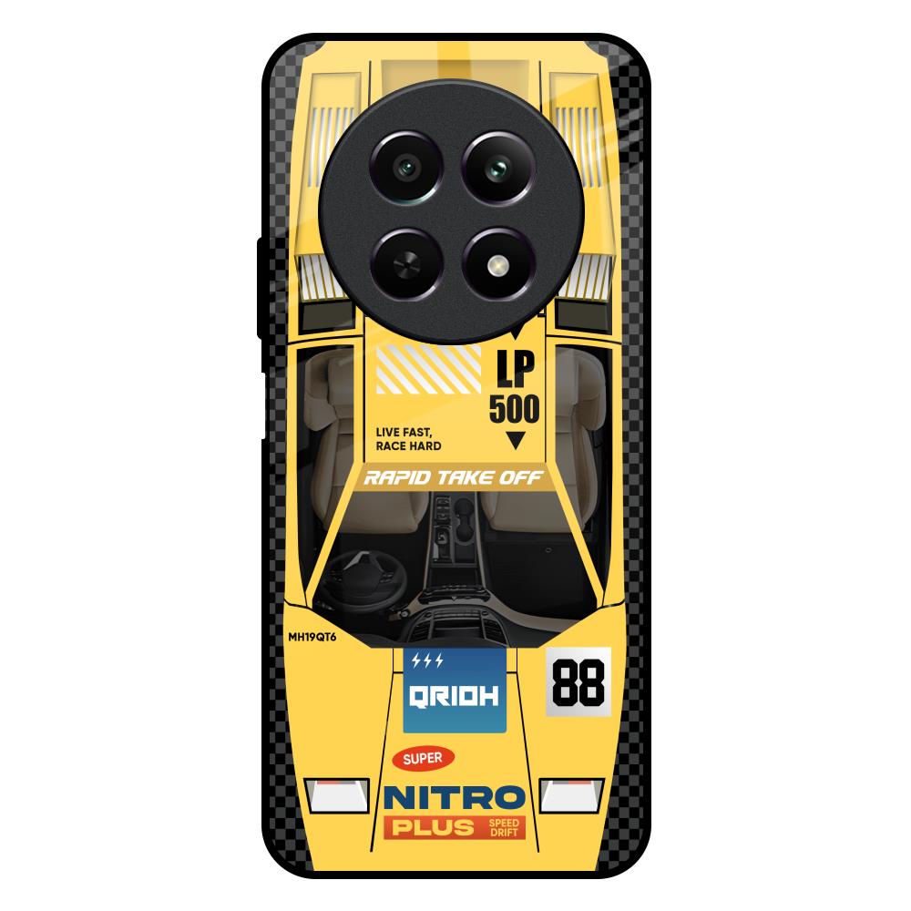 Yellow Racing Car Realme 12X 5G Glass Back Cover Online