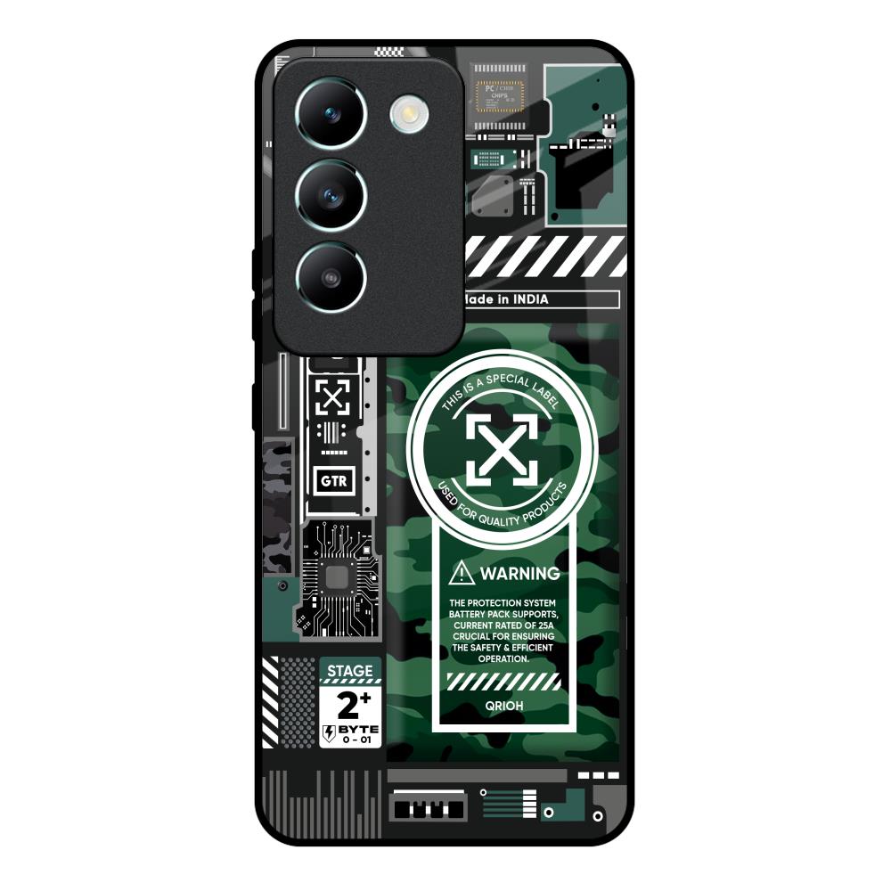 Green Camo Circuit Vivo Y200e 5G Glass Back Cover Online