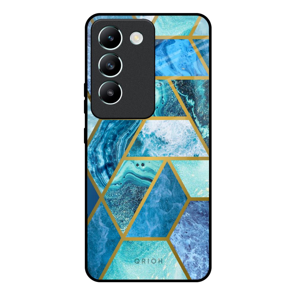 Turquoise Geometrical Marble Vivo Y200e 5G Glass Back Cover Online