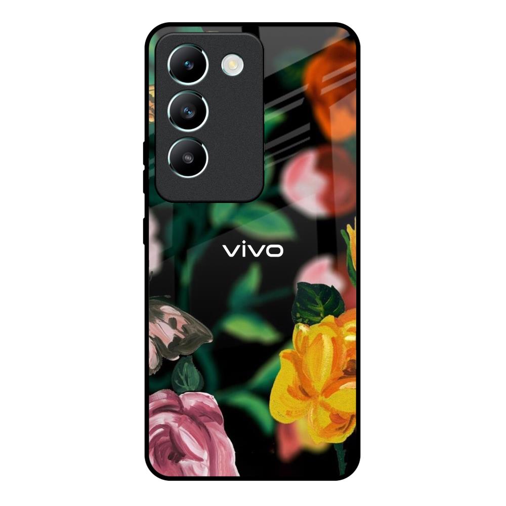 Flowers & Butterfly Vivo Y200e 5G Glass Back Cover Online
