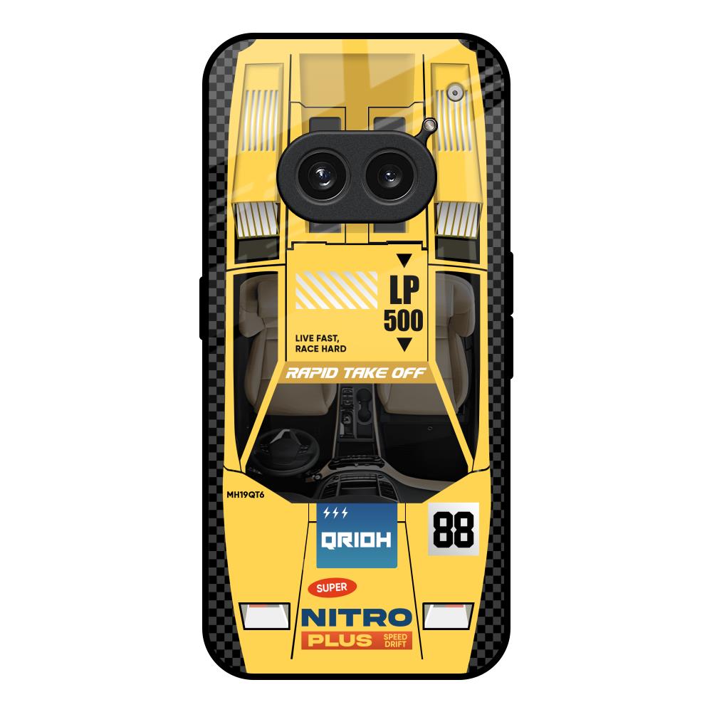 Yellow Racing Car Nothing Phone 2a Plus Glass Back Cover Online