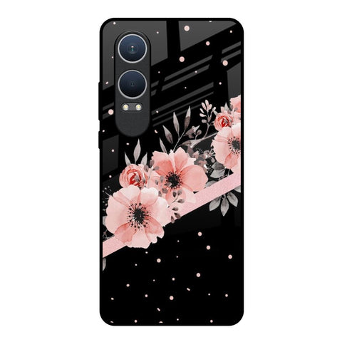 Floral Black Band OnePlus Nord CE4 Lite 5G Glass Back Cover Online