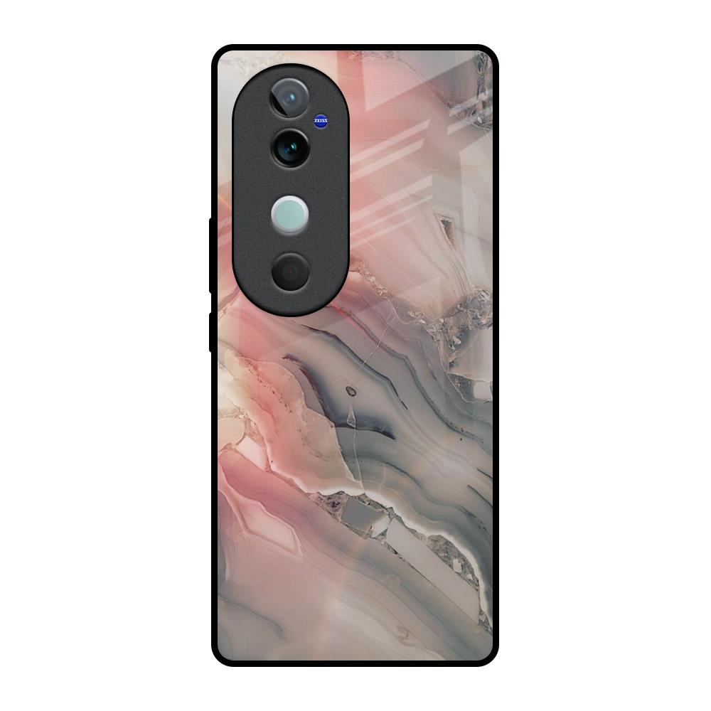 Pink And Grey Marble Vivo V40 5G Glass Back Cover Online