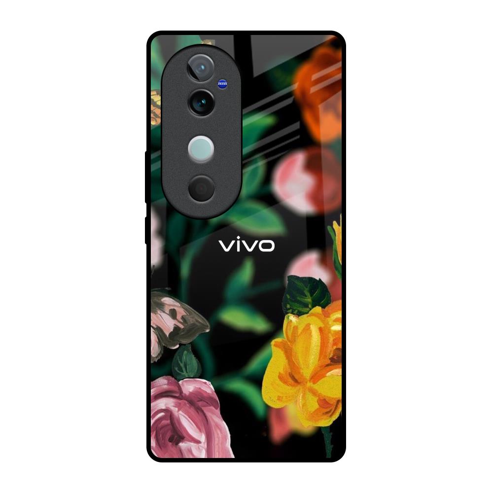 Flowers & Butterfly Vivo V40 5G Glass Back Cover Online