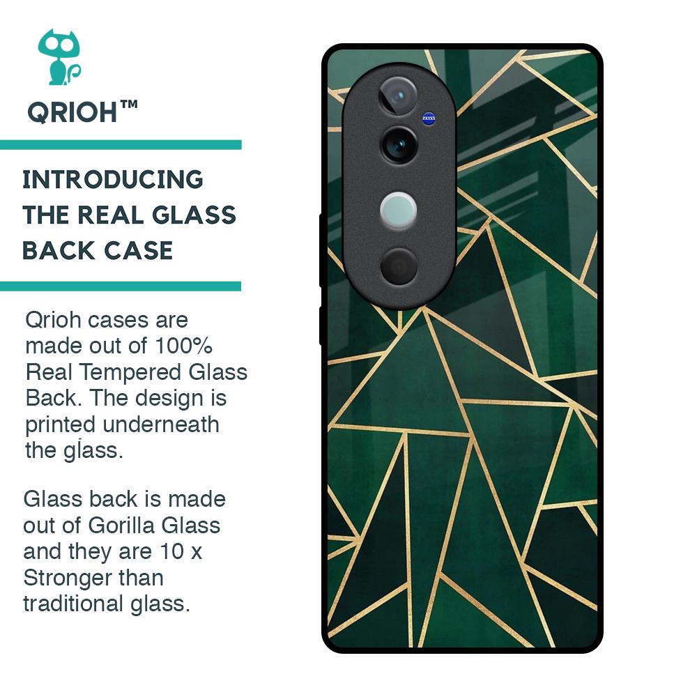 Abstract Green Glass Case For Vivo V40 5G