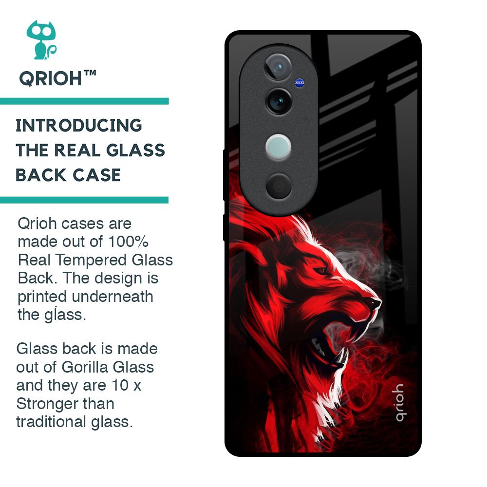 Red Angry Lion Glass Case for Vivo V40 5G
