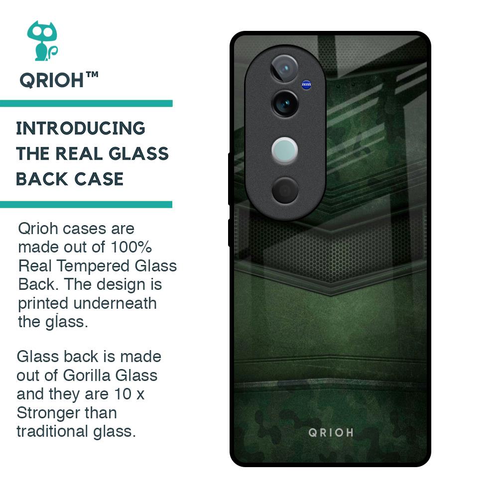 Green Leather Glass Case for Vivo V40 5G