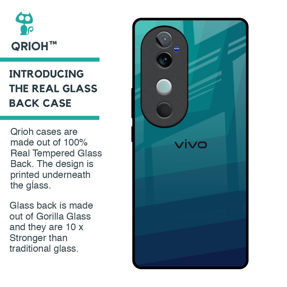 Green Triangle Pattern Glass Case for Vivo V40 5G