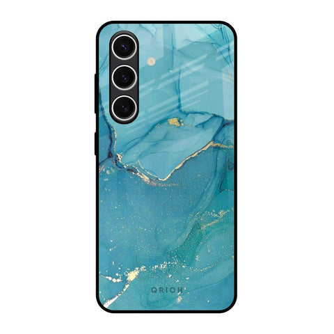 Blue Golden Glitter Samsung Galaxy S24 FE 5G Glass Back Cover Online