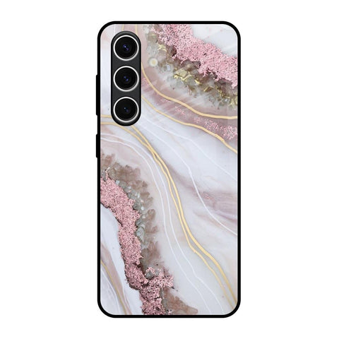 Pink & Gold Gllitter Marble Samsung Galaxy S24 FE 5G Glass Back Cover Online
