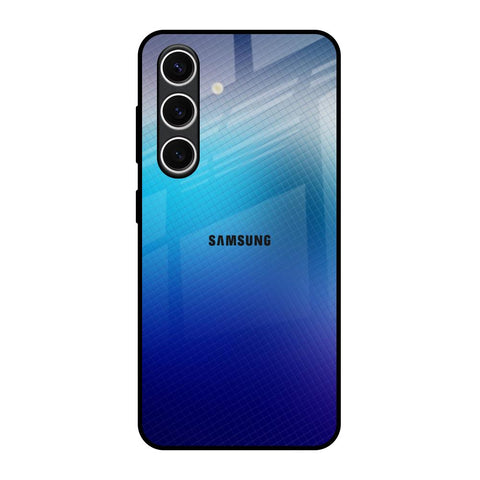 Blue Rhombus Pattern Samsung Galaxy S24 FE 5G Glass Back Cover Online