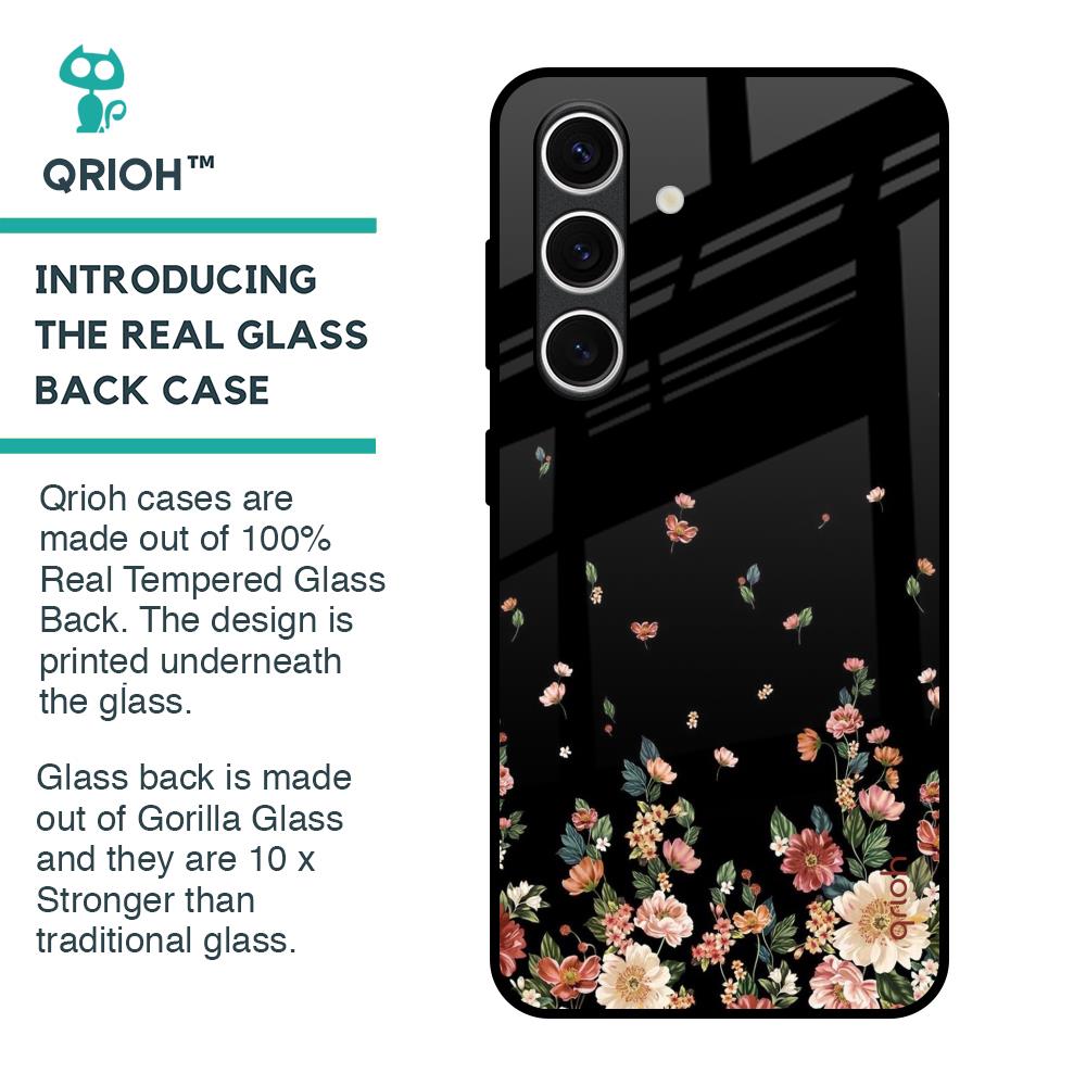 Floating Floral Print Glass Case for Samsung Galaxy S24 FE 5G