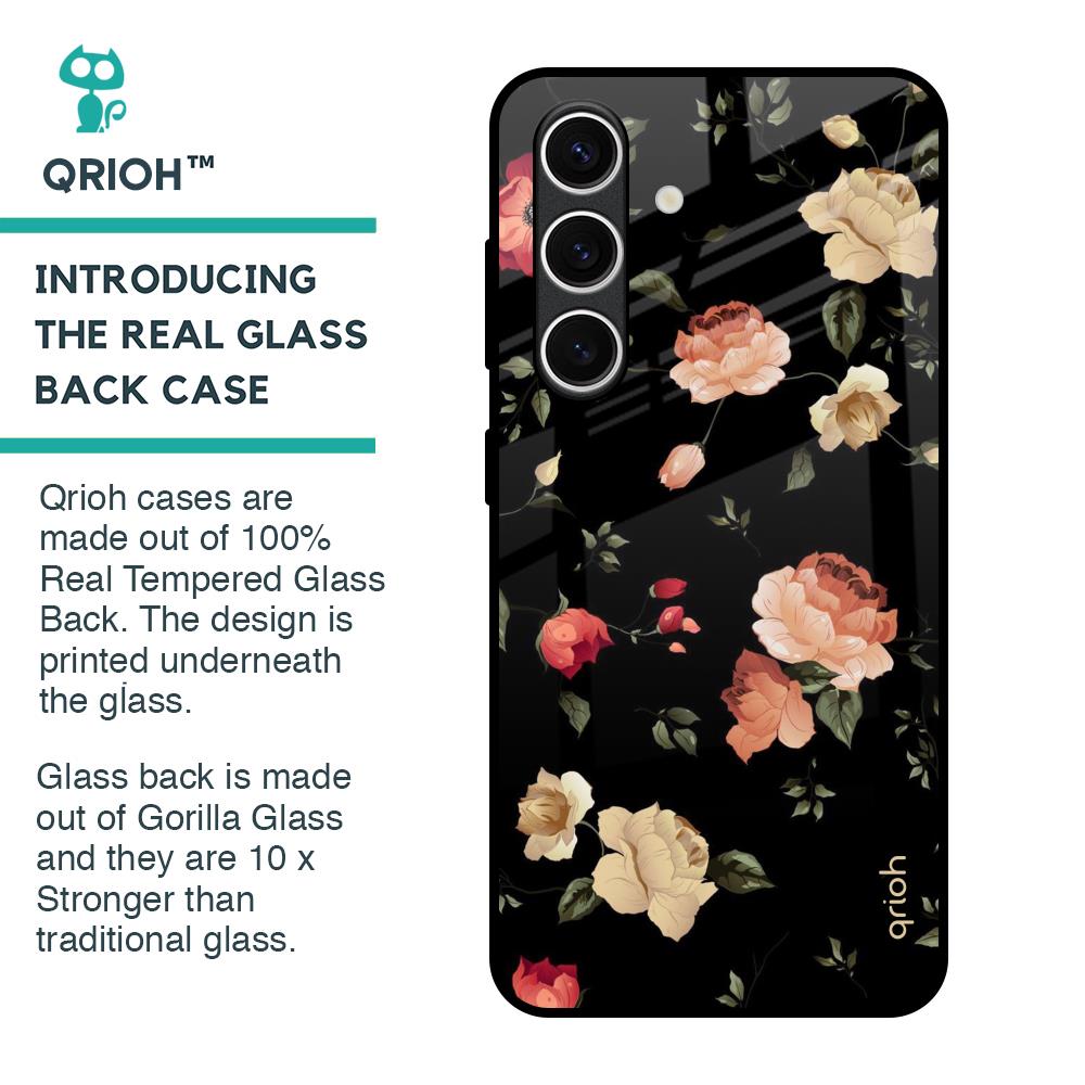 Black Spring Floral Glass Case for Samsung Galaxy S24 FE 5G