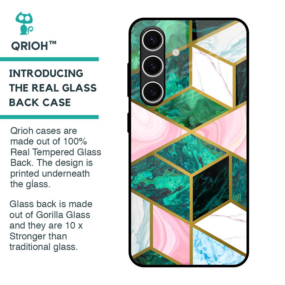 Seamless Green Marble Glass Case for Samsung Galaxy S24 FE 5G