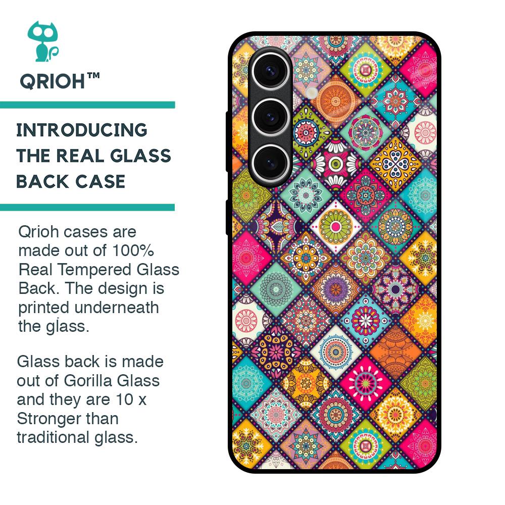 Multicolor Mandala Glass Case for Samsung Galaxy S24 FE 5G
