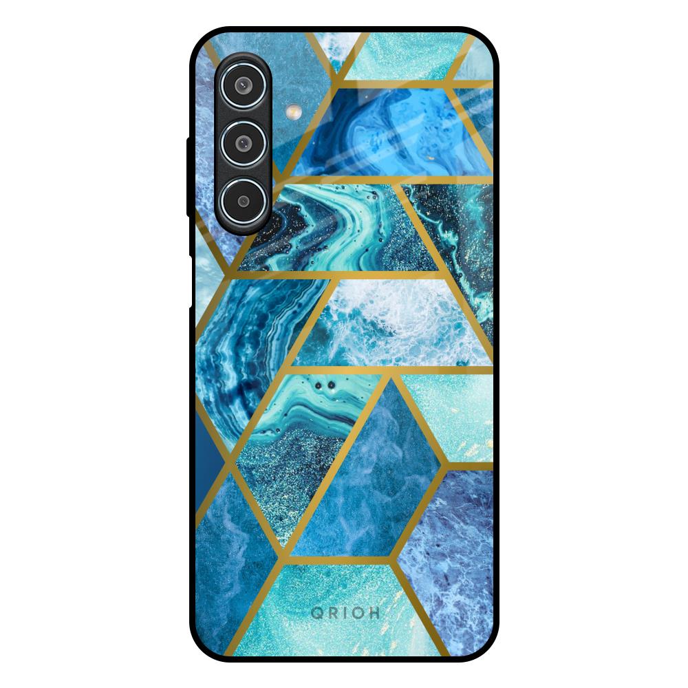 Turquoise Geometrical Marble Samsung Galaxy M35 5G Glass Back Cover Online