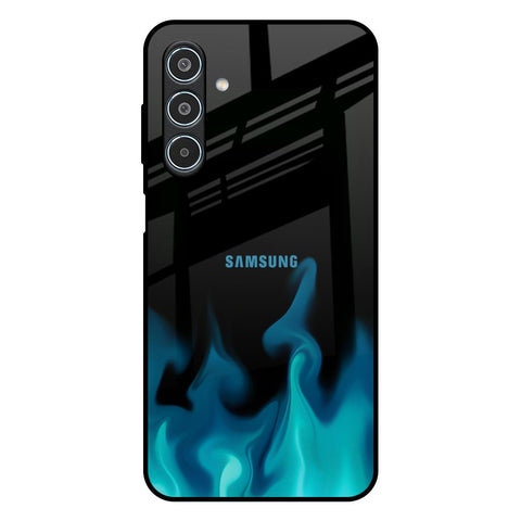 Teal Flames Samsung Galaxy M35 5G Glass Back Cover Online