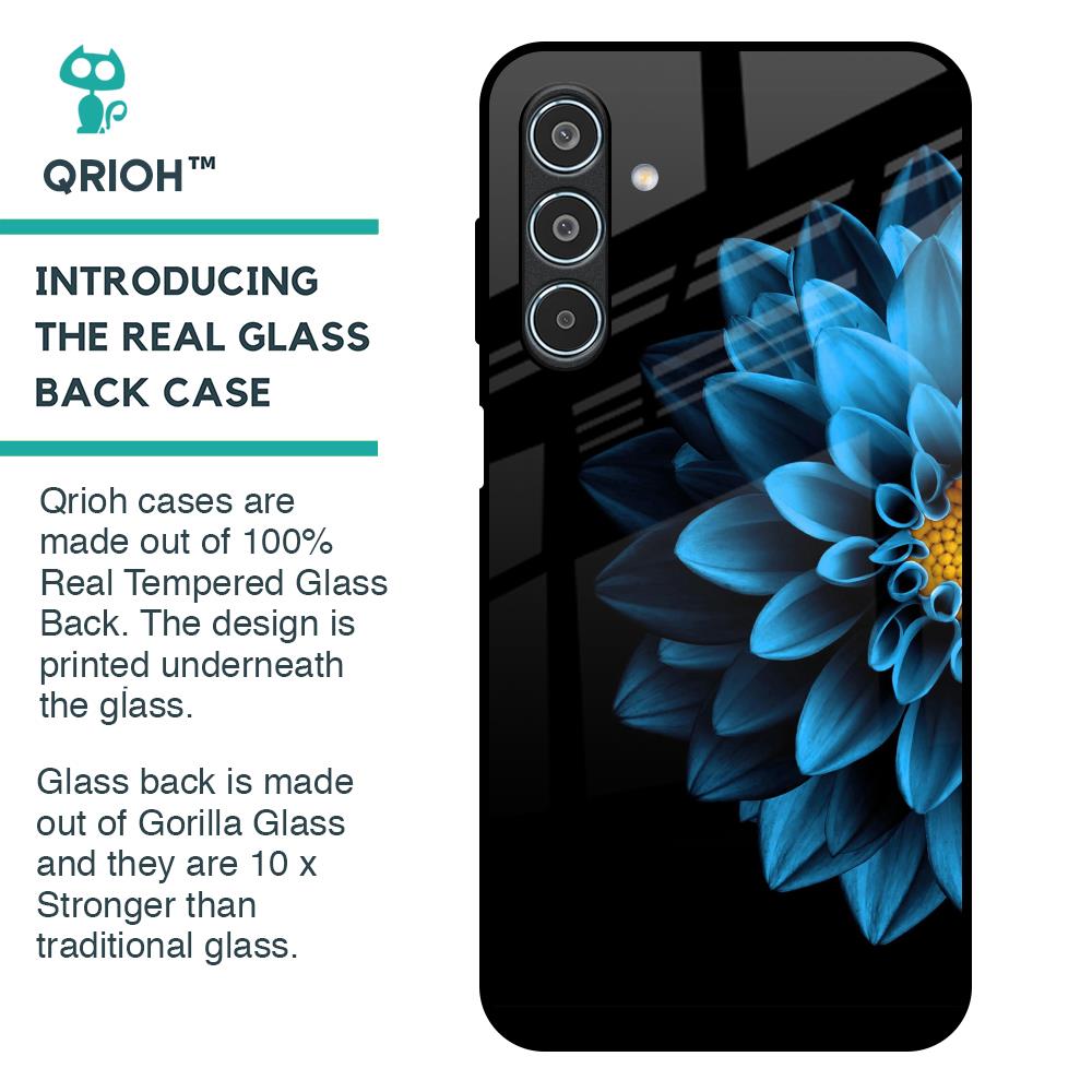 Half Blue Flower Glass Case for Samsung Galaxy M35 5G