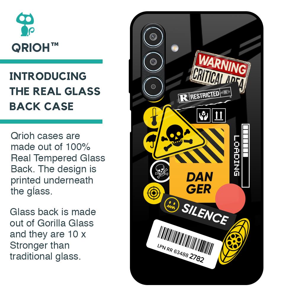 Danger Signs Glass Case for Samsung Galaxy M35 5G
