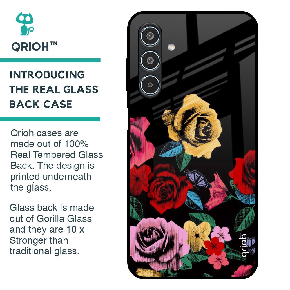 Floral Decorative Glass Case For Samsung Galaxy M35 5G