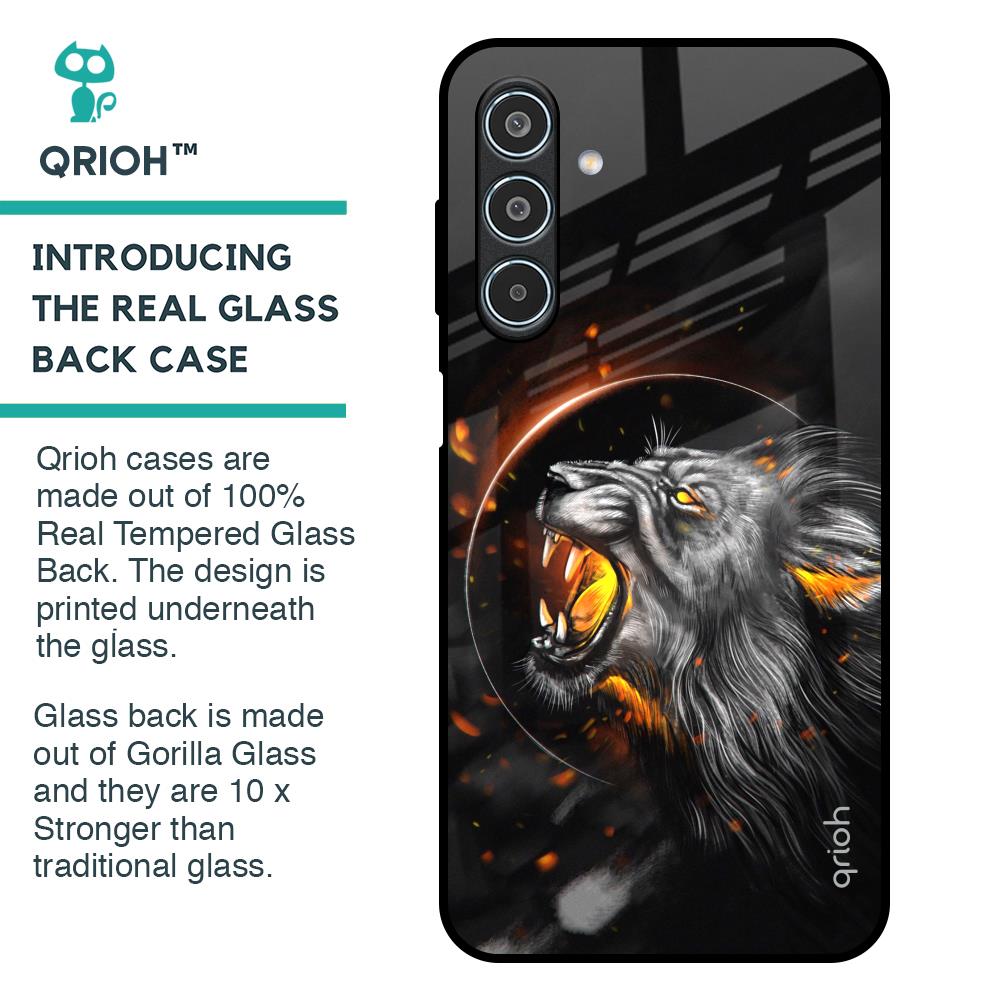 Aggressive Lion Glass Case for Samsung Galaxy M35 5G