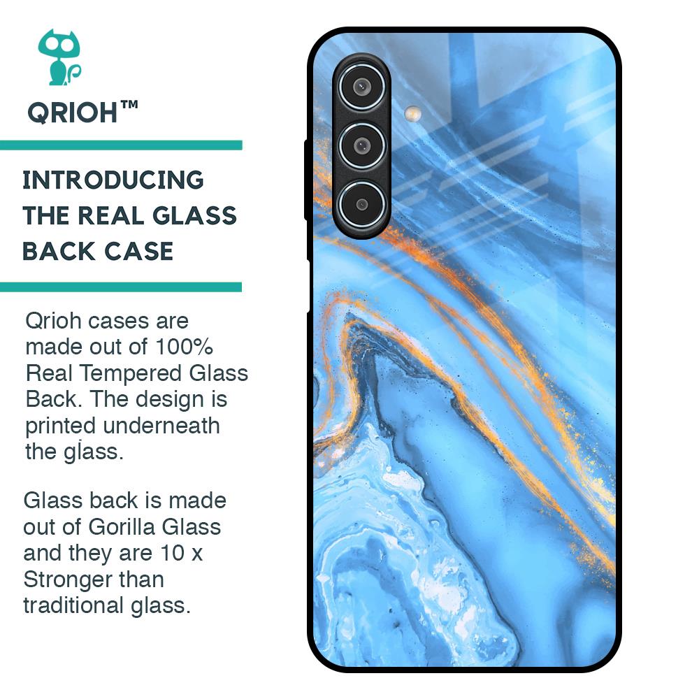 Vibrant Blue Marble Glass Case for Samsung Galaxy M35 5G