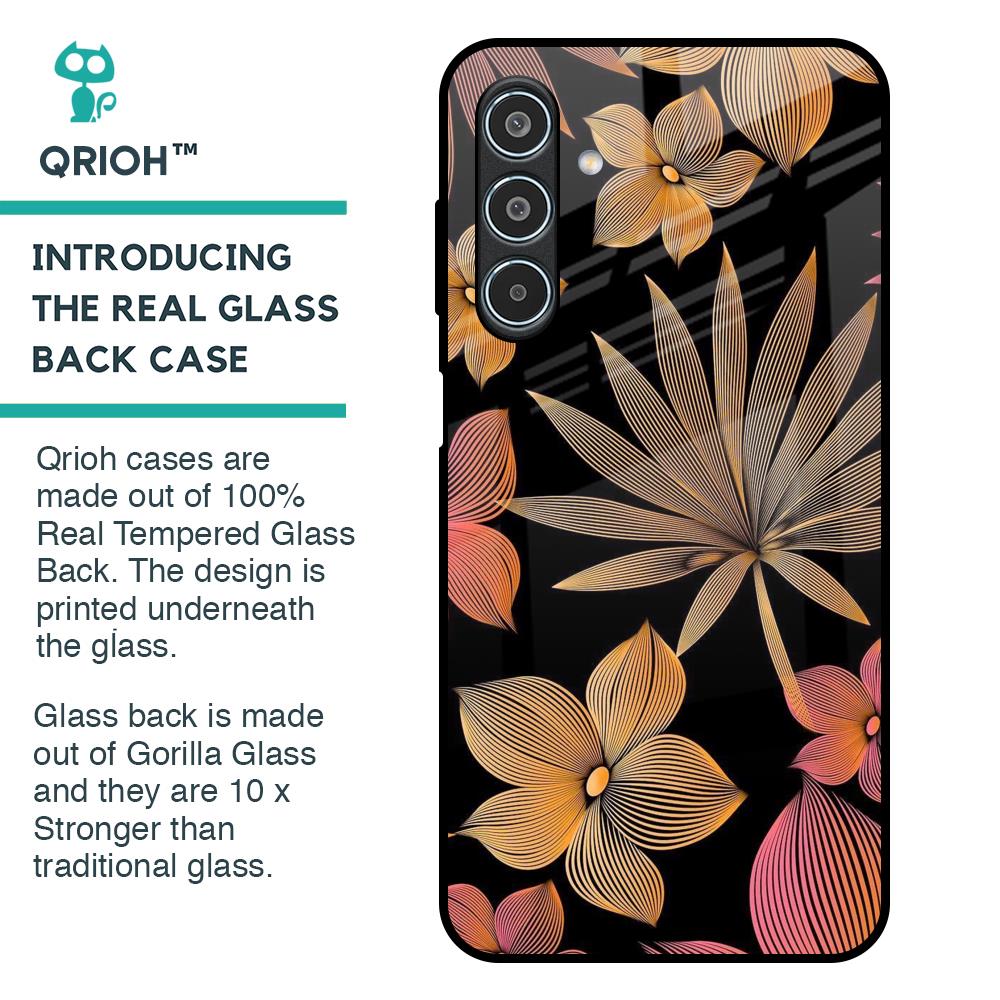 Lines Pattern Flowers Glass Case for Samsung Galaxy M35 5G