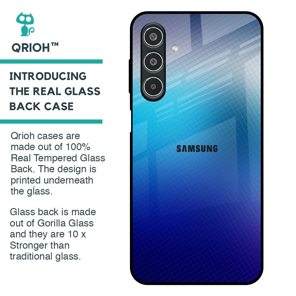 Blue Rhombus Pattern Glass Case for Samsung Galaxy M35 5G