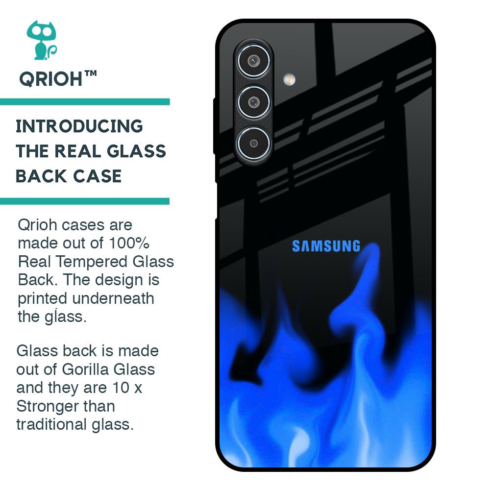 Blue Flames Glass Case for Samsung Galaxy M35 5G