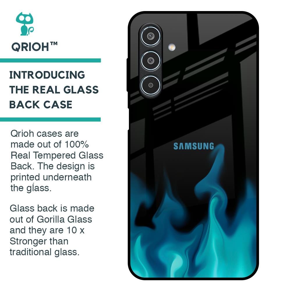 Teal Flames Glass Case for Samsung Galaxy M35 5G