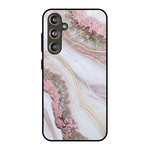 Pink & Gold Gllitter Marble Samsung Galaxy F55 5G Glass Back Cover Online