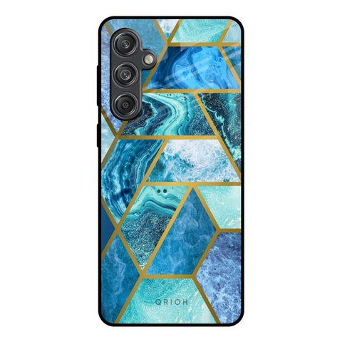 Turquoise Geometrical Marble Samsung Galaxy M55 5G Glass Back Cover Online