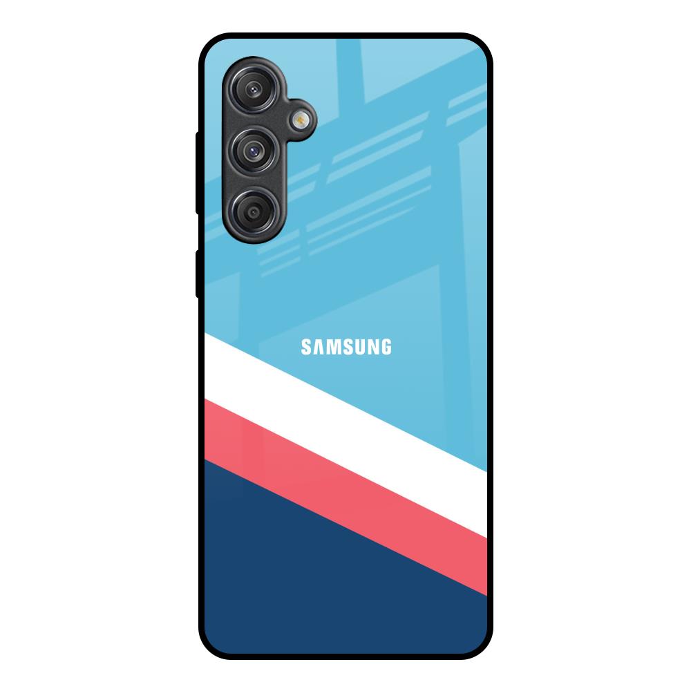 Pink & White Stripes Samsung Galaxy M55 5G Glass Back Cover Online