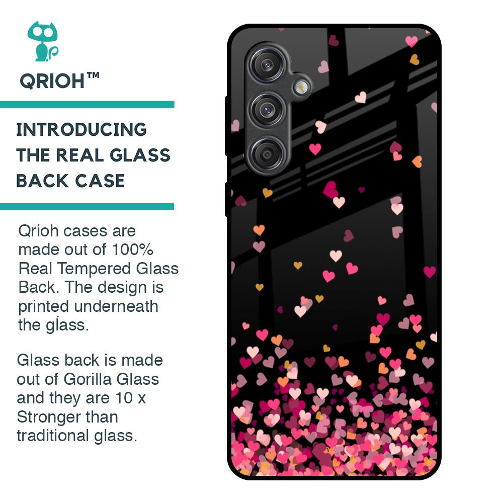 Heart Rain Fall Glass Case For Samsung Galaxy M55 5G