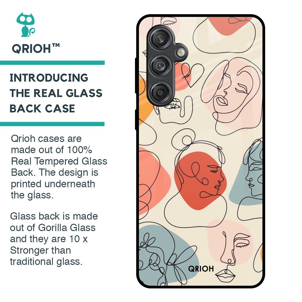 Abstract Faces Glass Case for Samsung Galaxy M55 5G