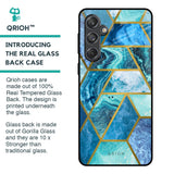 Turquoise Geometrical Marble Glass Case for Samsung Galaxy M55 5G