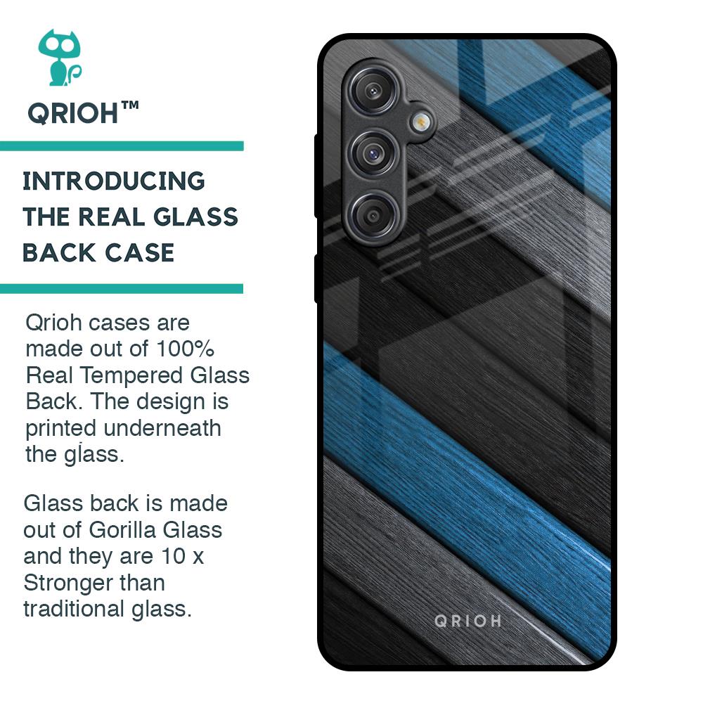 Multicolor Wooden Effect Glass Case for Samsung Galaxy M55 5G