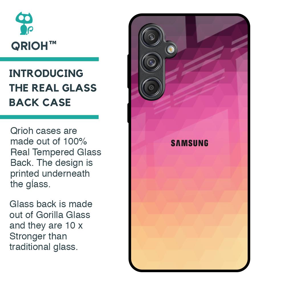 Geometric Pink Diamond Glass Case for Samsung Galaxy M55 5G