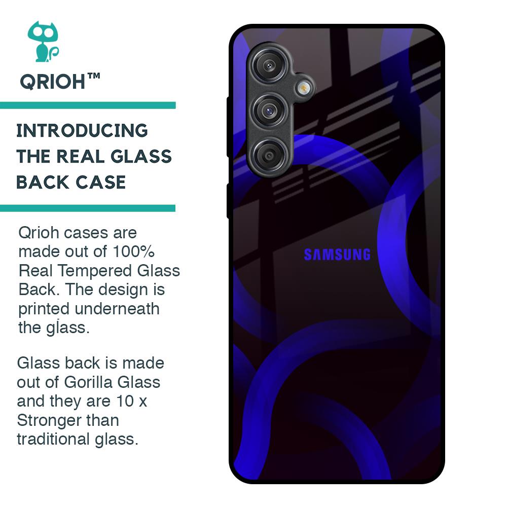 Blue Ring Light Glass Case for Samsung Galaxy M55 5G