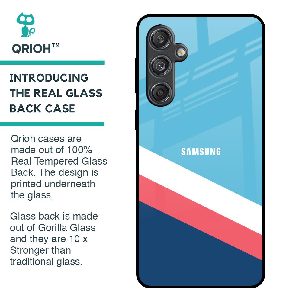 Pink & White Stripes Glass Case For Samsung Galaxy M55 5G