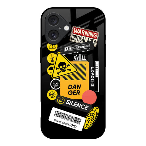 Danger Signs iPhone 16 Glass Back Cover Online