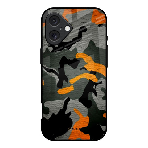 Camouflage Orange iPhone 16 Glass Back Cover Online
