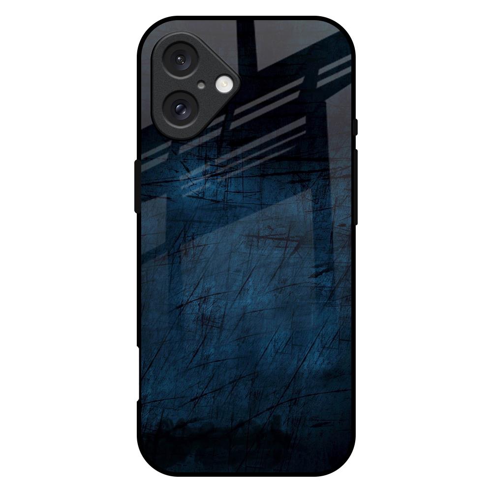 Dark Blue Grunge iPhone 16 Plus Glass Back Cover Online