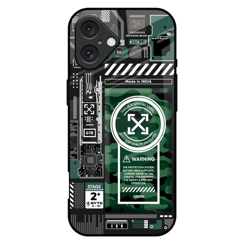 Green Camo Circuit iPhone 16 Plus Glass Back Cover Online