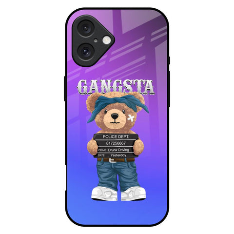 Gangsta Bear iPhone 16 Plus Glass Back Cover Online