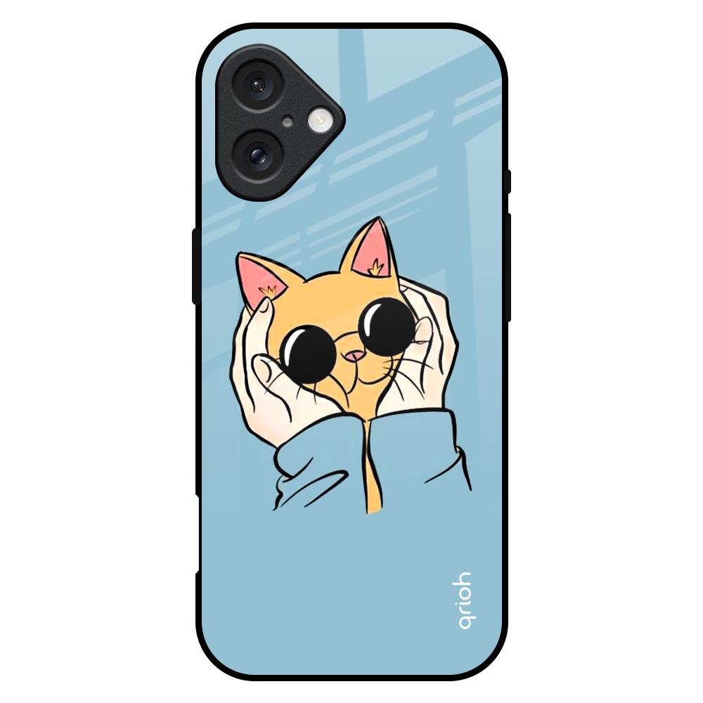 Adorable Cute Kitty iPhone 16 Plus Glass Back Cover Online
