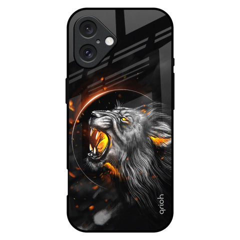 Aggressive Lion iPhone 16 Plus Glass Back Cover Online