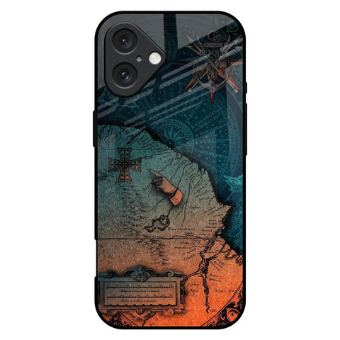 Geographical Map iPhone 16 Plus Glass Back Cover Online