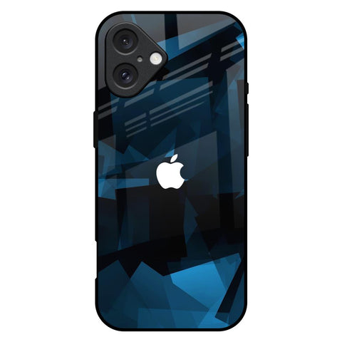 Polygonal Blue Box iPhone 16 Plus Glass Back Cover Online