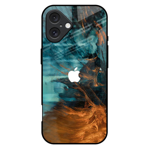 Golden Splash iPhone 16 Plus Glass Back Cover Online